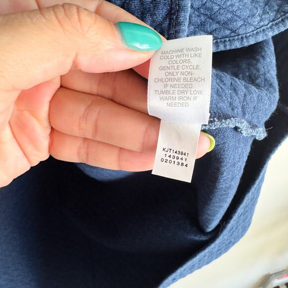 J. Jill PureJill Indigo Blue Quilted Hooded Full Zip Pocket Front Jacket - Large - Picture 6 of 9